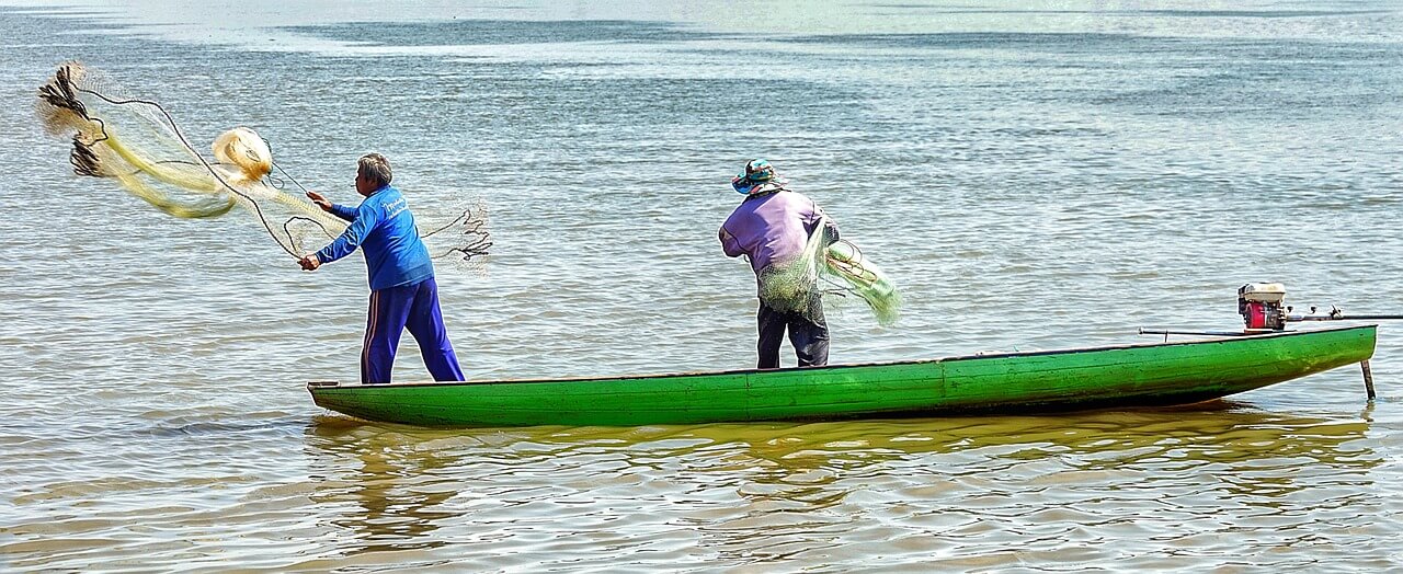 Połów ryb na rzece Mekong