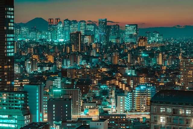 widok na Tokio nocą